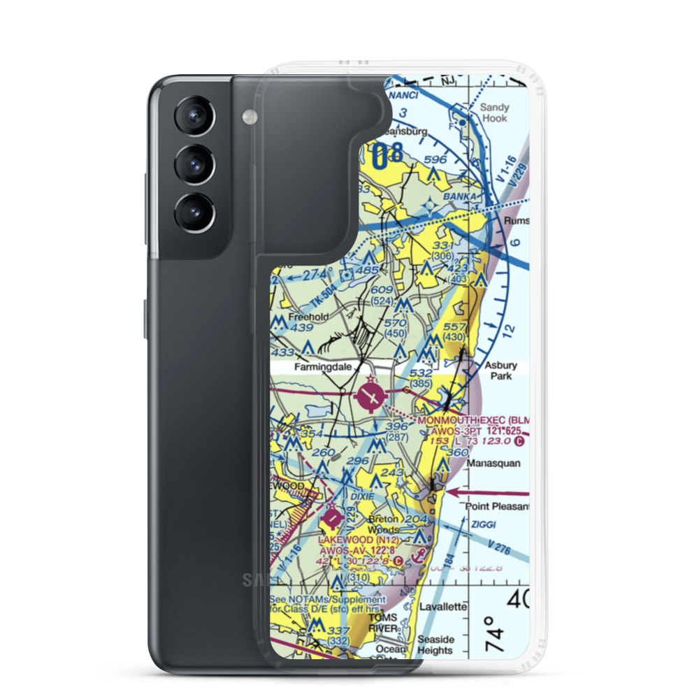 Asbury Park Neptune Air Terminal (ARX) VFR Sectional Samsung Case Samsung Galaxy S21 model shown
