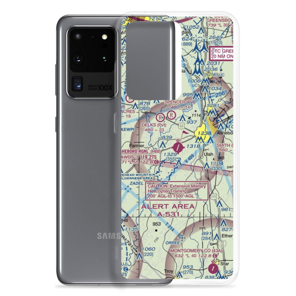 Asheboro Regional Airport (HBI) VFR Sectional Samsung Case Samsung Galaxy S20 Ultra model shown