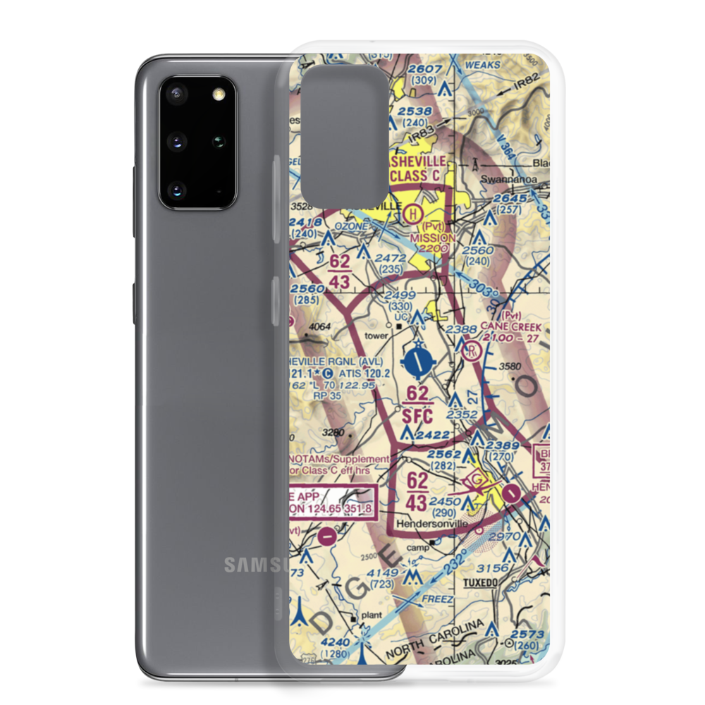 Asheville Regional Airport (AVL) VFR Sectional Samsung Case Samsung Galaxy S20 Plus model shown