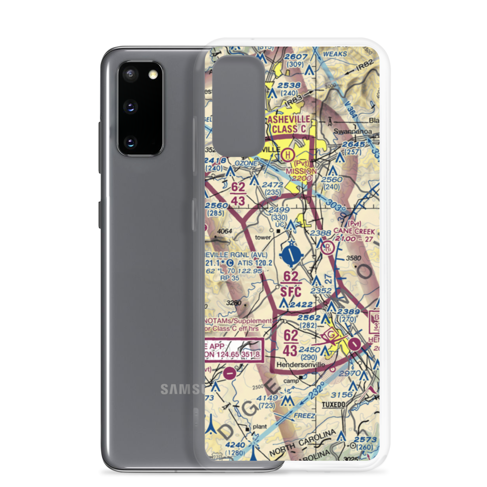 Asheville Regional Airport (AVL) VFR Sectional Samsung Case Samsung Galaxy S20 model shown