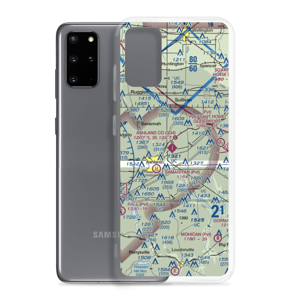 Ashland County Airport (3G4) VFR Sectional Samsung Case Samsung Galaxy S20 Plus model shown