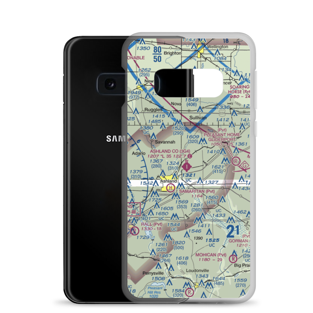 Ashland County Airport (3G4) VFR Sectional Samsung Case Samsung Galaxy S10e model shown