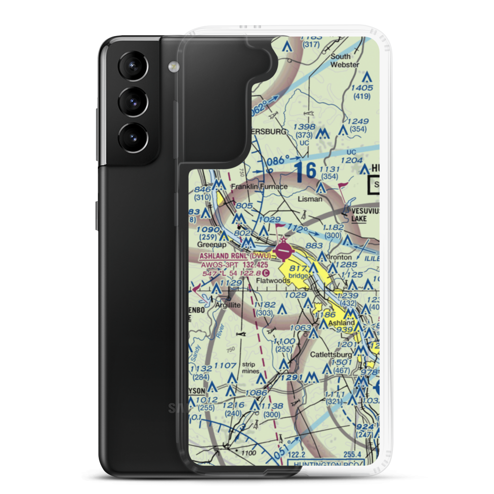 Ashland Regional Airport (DWU) VFR Sectional Samsung Case Samsung Galaxy S21 Plus model shown