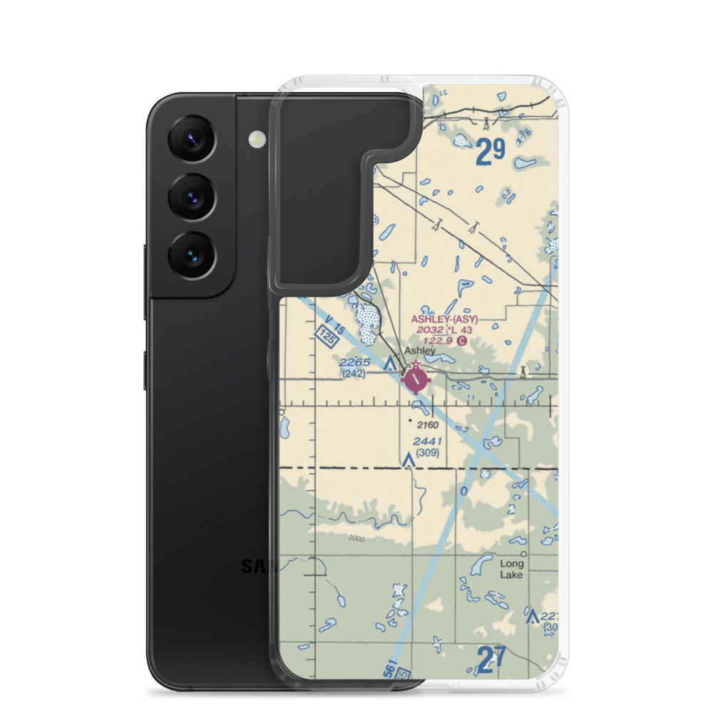Ashley Municipal Airport (ASY) VFR Sectional Samsung Case Samsung Galaxy S22 model shown