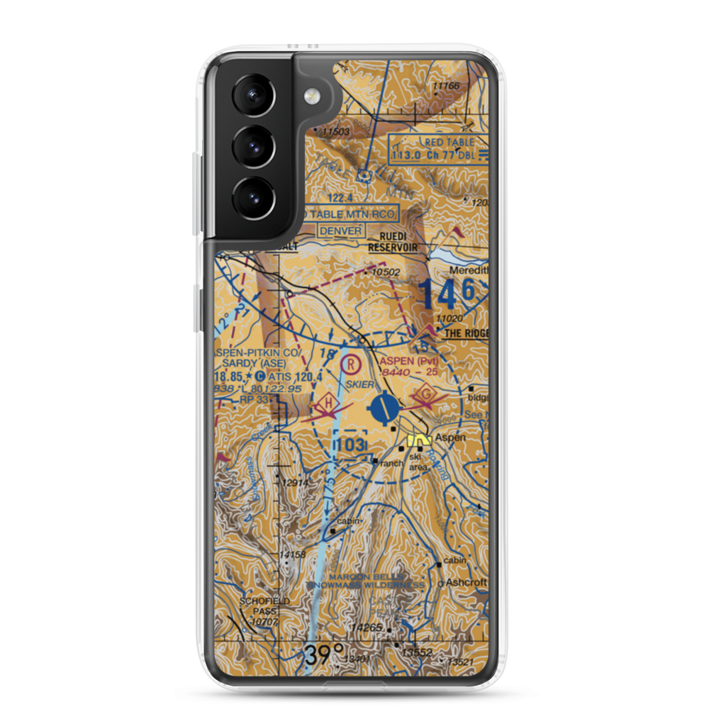 Aspen Gliderport (CO03) VFR Sectional Samsung Case Samsung Galaxy S21 Plus model shown