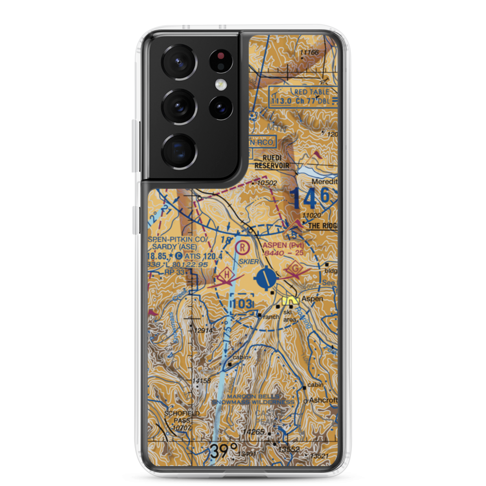 Aspen Gliderport (CO03) VFR Sectional Samsung Case Samsung Galaxy S21 Ultra model shown