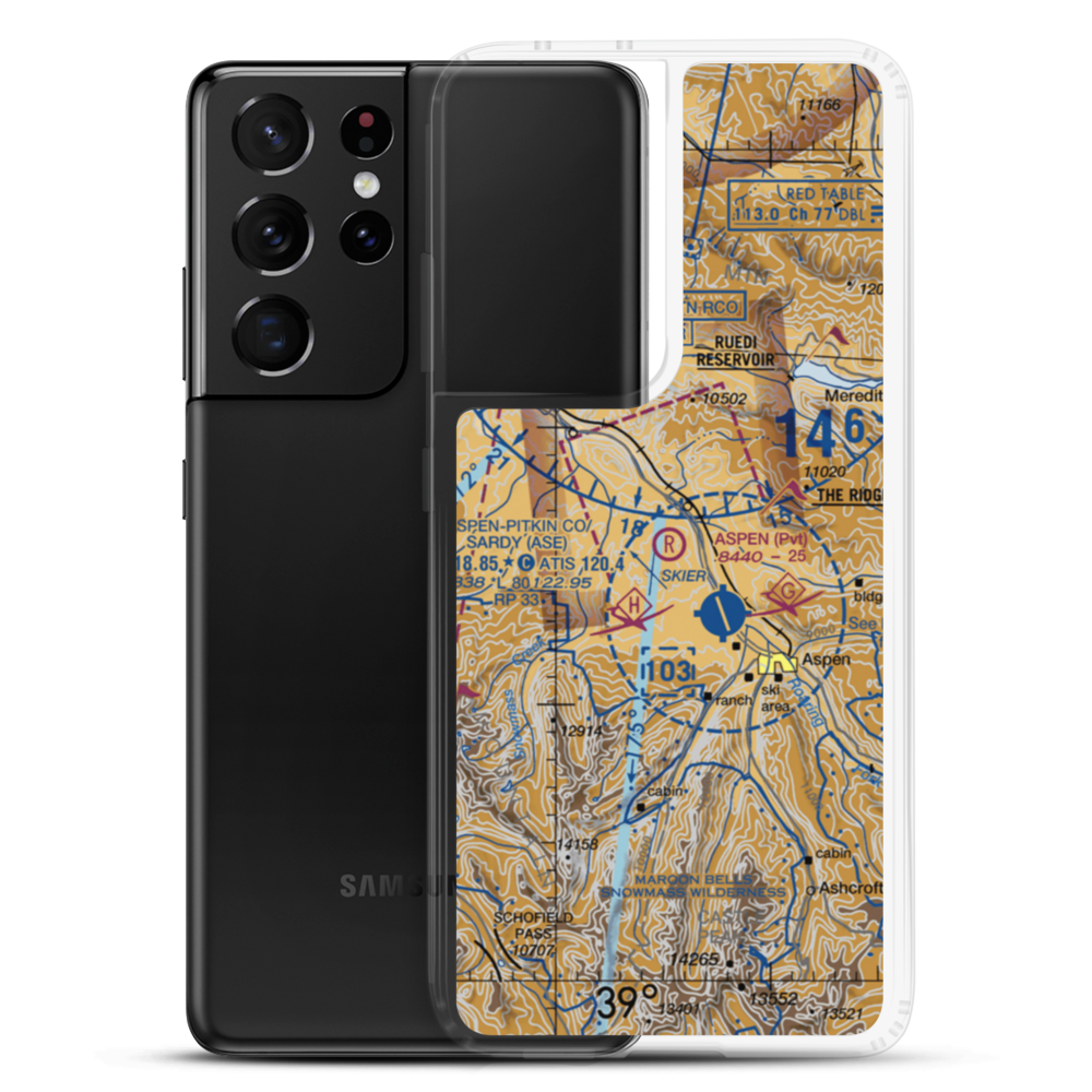 Aspen Gliderport (CO03) VFR Sectional Samsung Case Samsung Galaxy S21 Ultra model shown