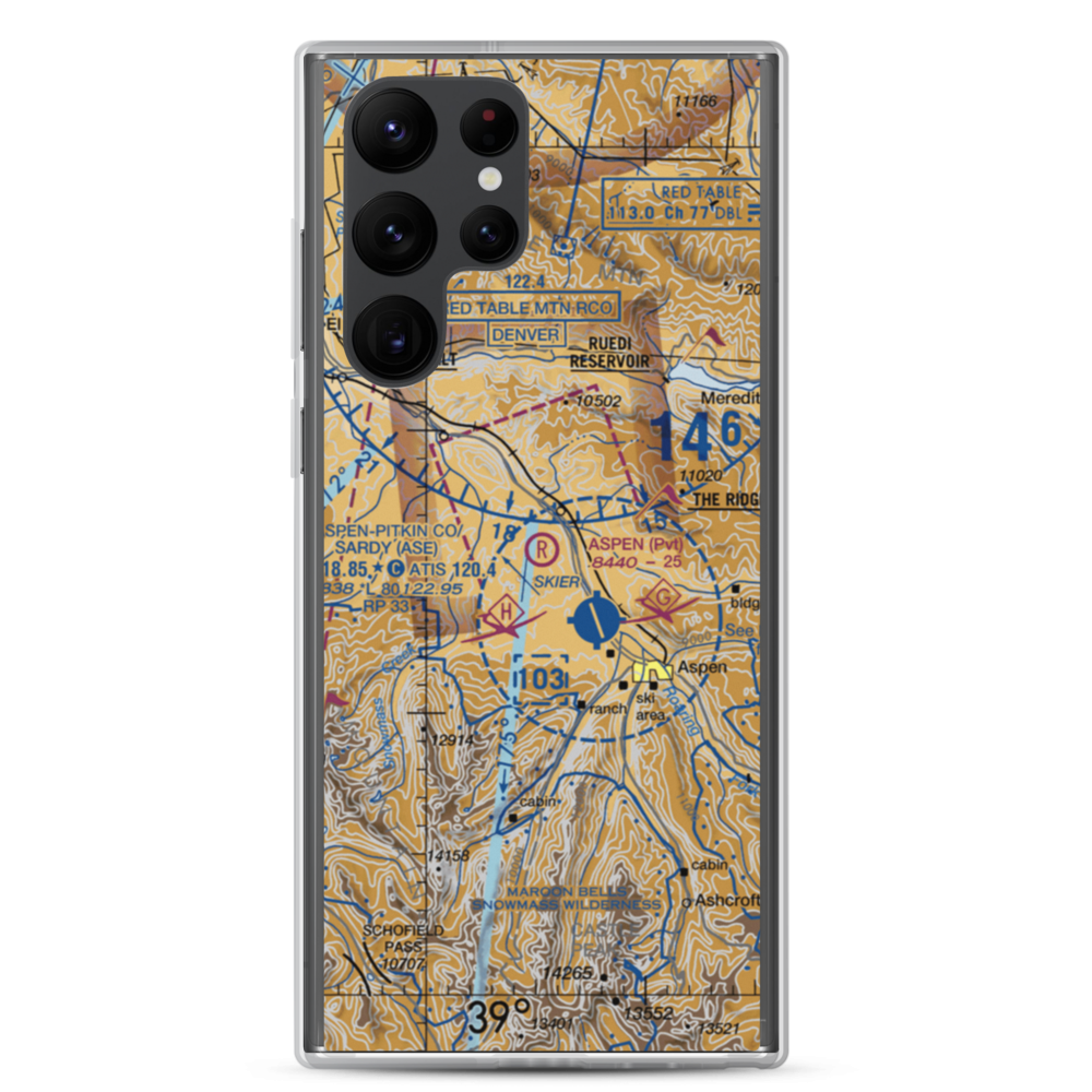 Aspen Gliderport (CO03) VFR Sectional Samsung Case Samsung Galaxy S22 Ultra model shown