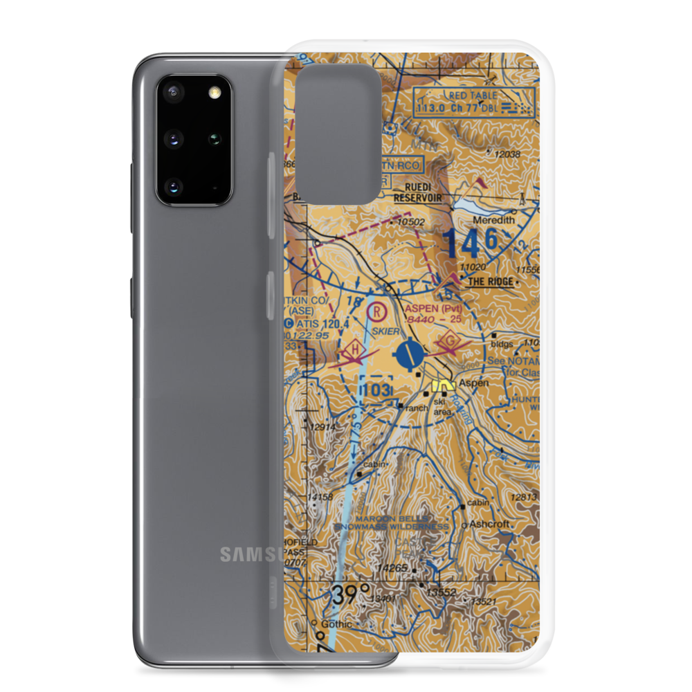 Aspen-Pitkin Co/Sardy Field (ASE) VFR Sectional Samsung Case Samsung Galaxy S20 Plus model shown