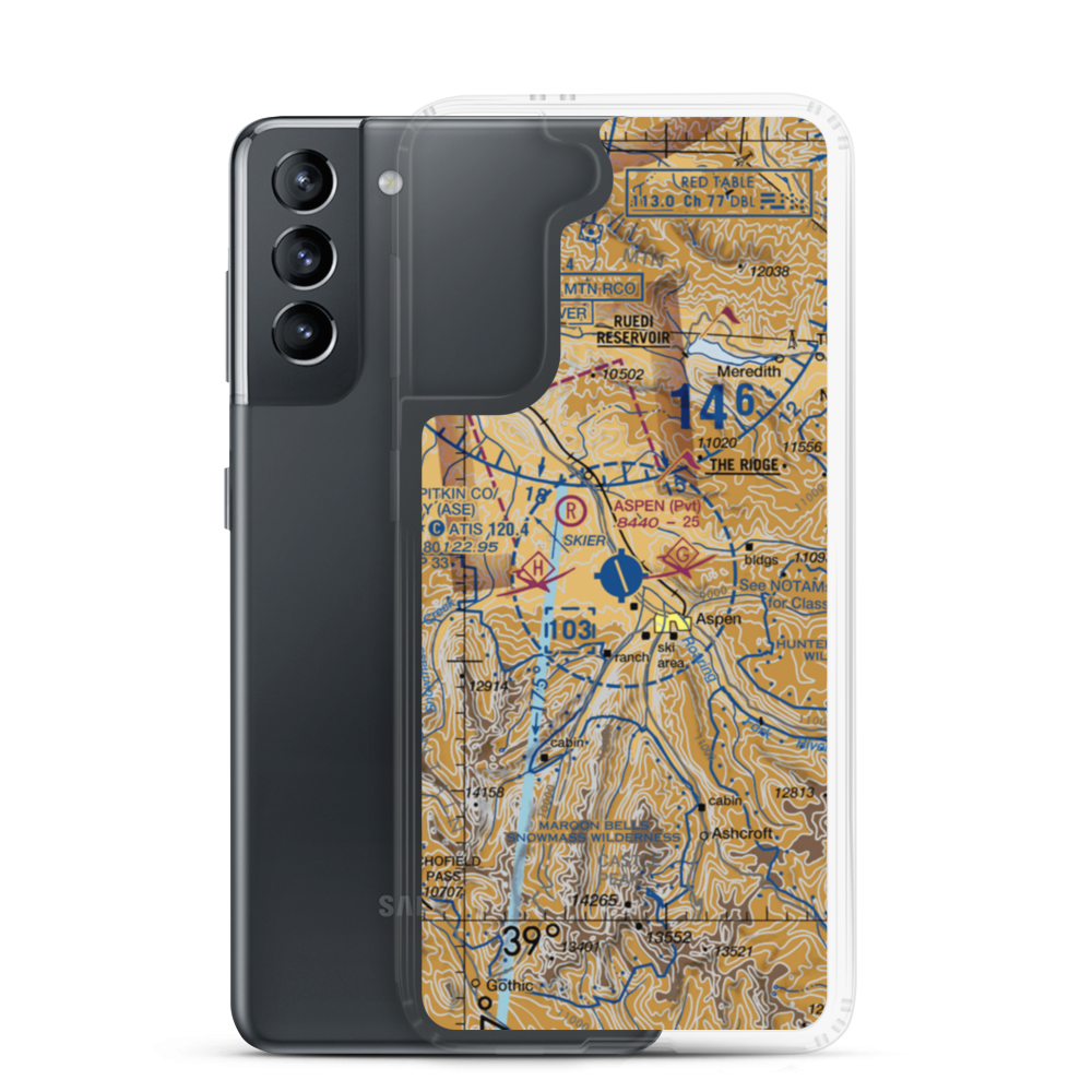 Aspen-Pitkin Co/Sardy Field (ASE) VFR Sectional Samsung Case Samsung Galaxy S21 model shown