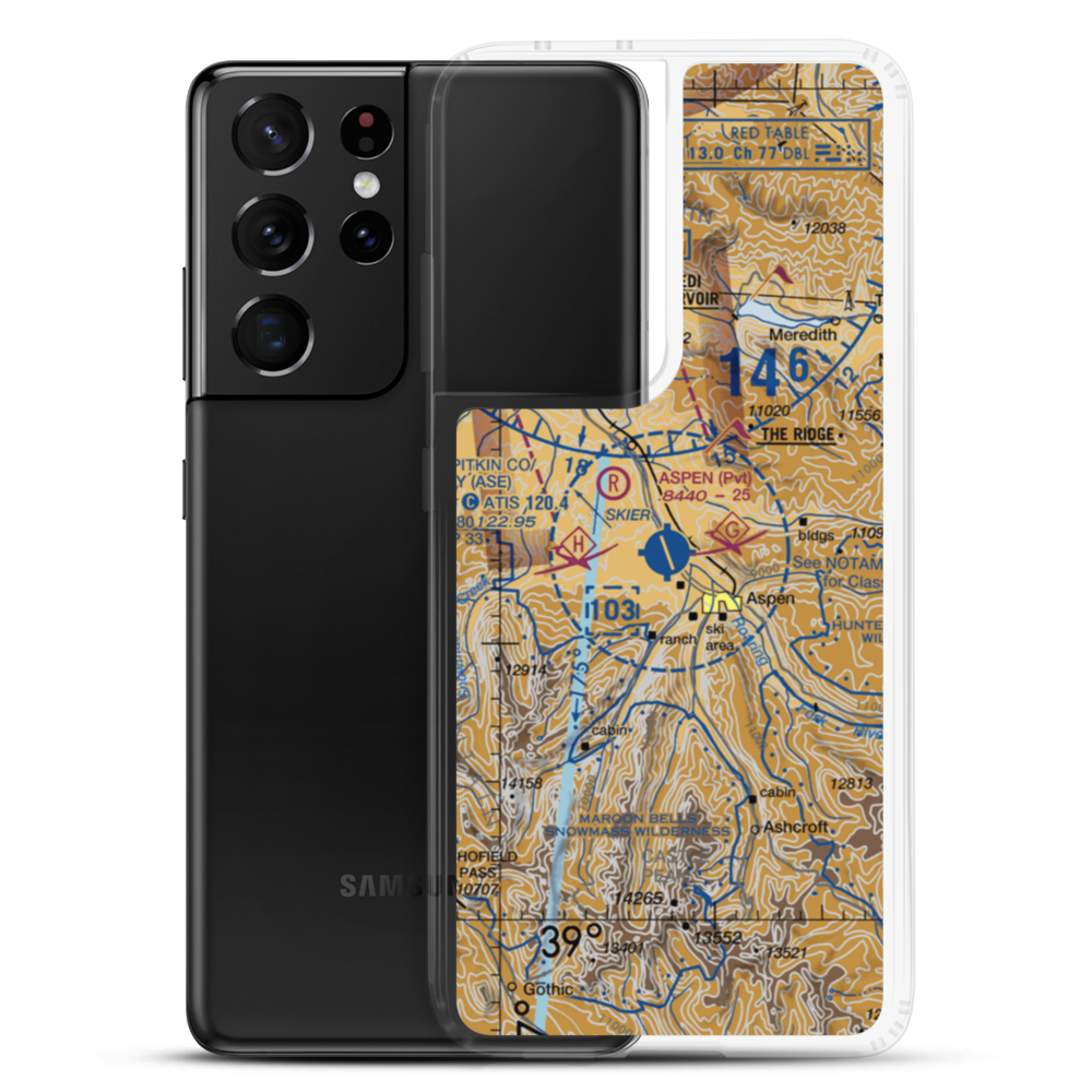 Aspen-Pitkin Co/Sardy Field (ASE) VFR Sectional Samsung Case Samsung Galaxy S21 Ultra model shown