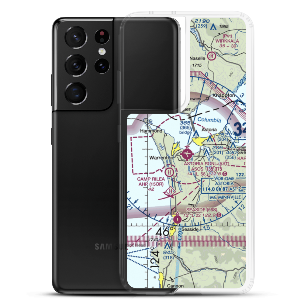 Astoria Regional Airport (AST) VFR Sectional Samsung Case Samsung Galaxy S21 Ultra model shown
