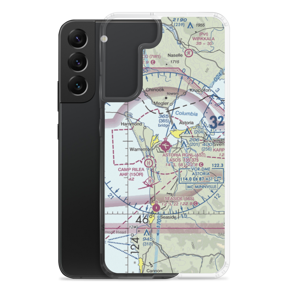 Astoria Regional Airport (AST) VFR Sectional Samsung Case Samsung Galaxy S22 Plus model shown