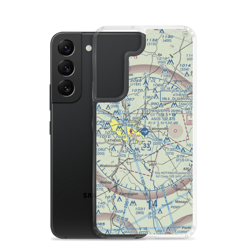 Athens Ben Epps Airport (AHN) VFR Sectional Samsung Case Samsung Galaxy S22 model shown