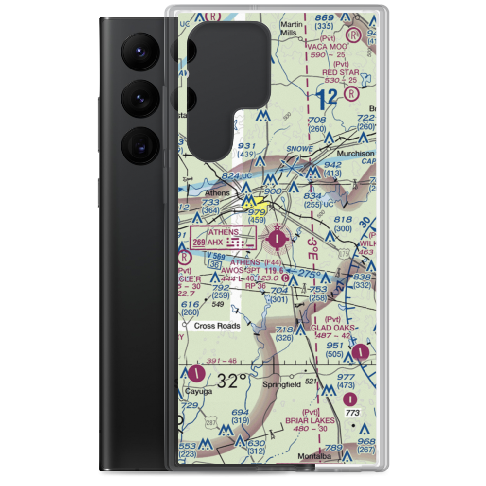 Athens Municipal Airport (F44) VFR Sectional Samsung Case Samsung Galaxy S22 Ultra model shown
