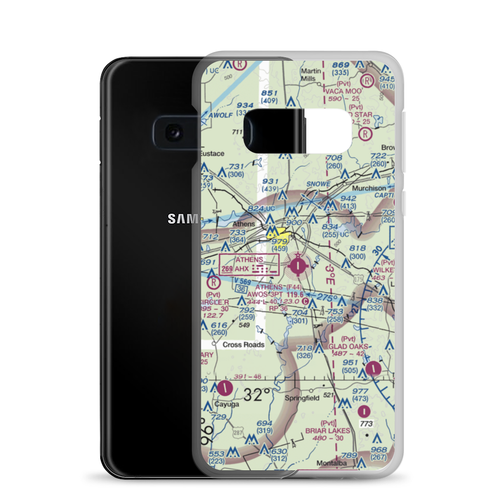 Athens Municipal Airport (F44) VFR Sectional Samsung Case Samsung Galaxy S10e model shown