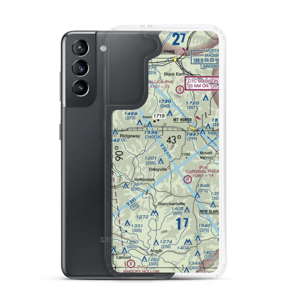 Atkins Ridge Airport (WI43) VFR Sectional Samsung Case Samsung Galaxy S21 model shown