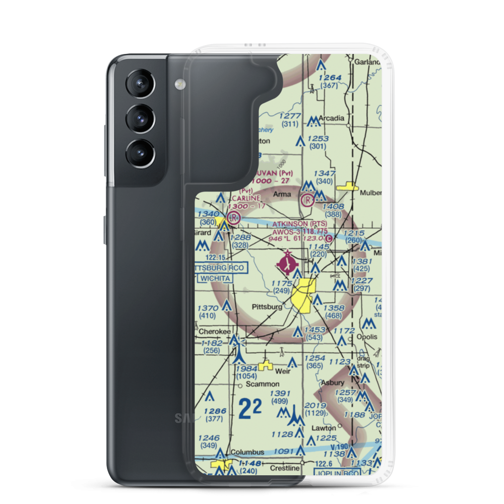 Atkinson Municipal Airport (PTS) VFR Sectional Samsung Case Samsung Galaxy S21 model shown