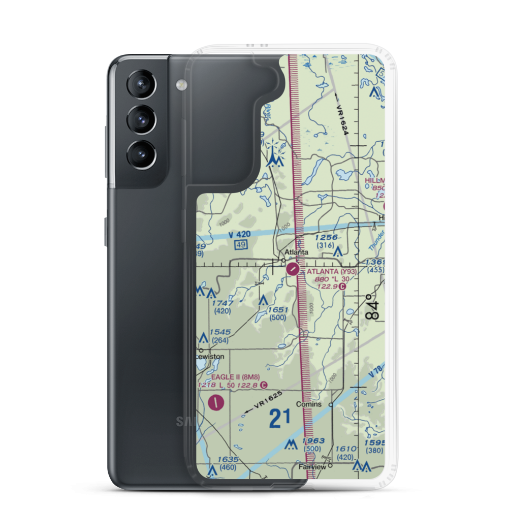 Atlanta Municipal Airport (Y93) VFR Sectional Samsung Case Samsung Galaxy S21 model shown
