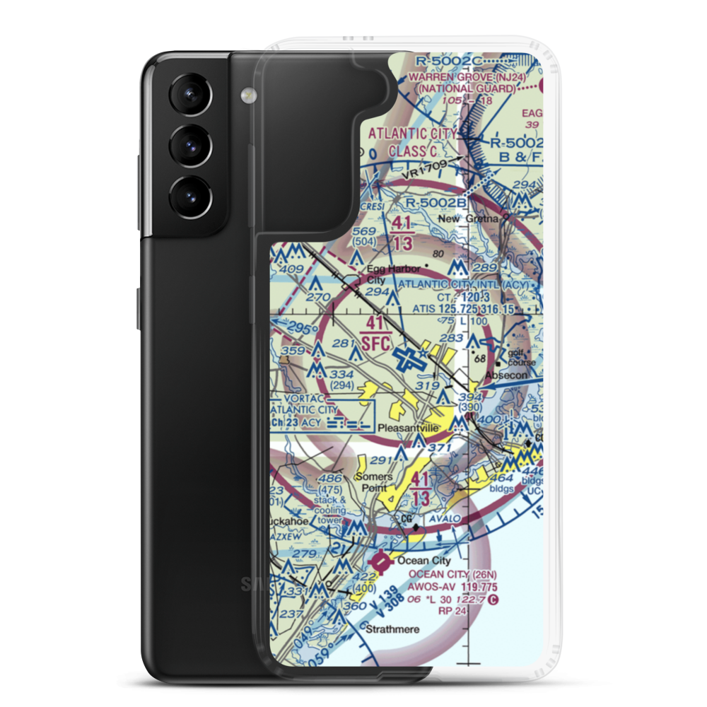 Atlantic City International Airport (ACY) VFR Sectional Samsung Case Samsung Galaxy S21 Plus model shown
