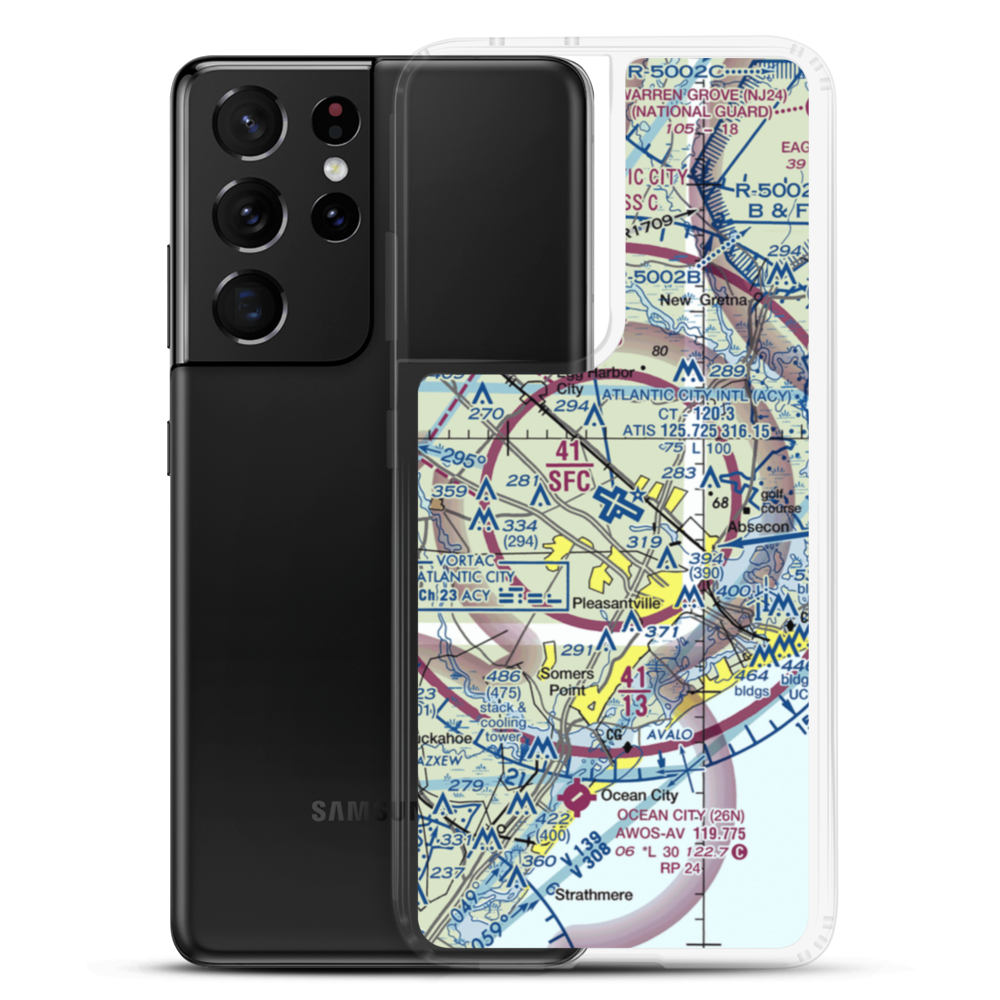 Atlantic City International Airport (ACY) VFR Sectional Samsung Case Samsung Galaxy S21 Ultra model shown