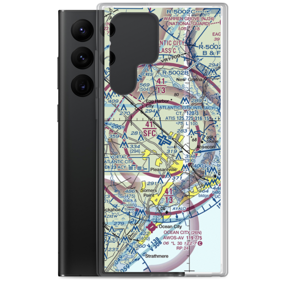 Atlantic City International Airport (ACY) VFR Sectional Samsung Case Samsung Galaxy S22 Ultra model shown
