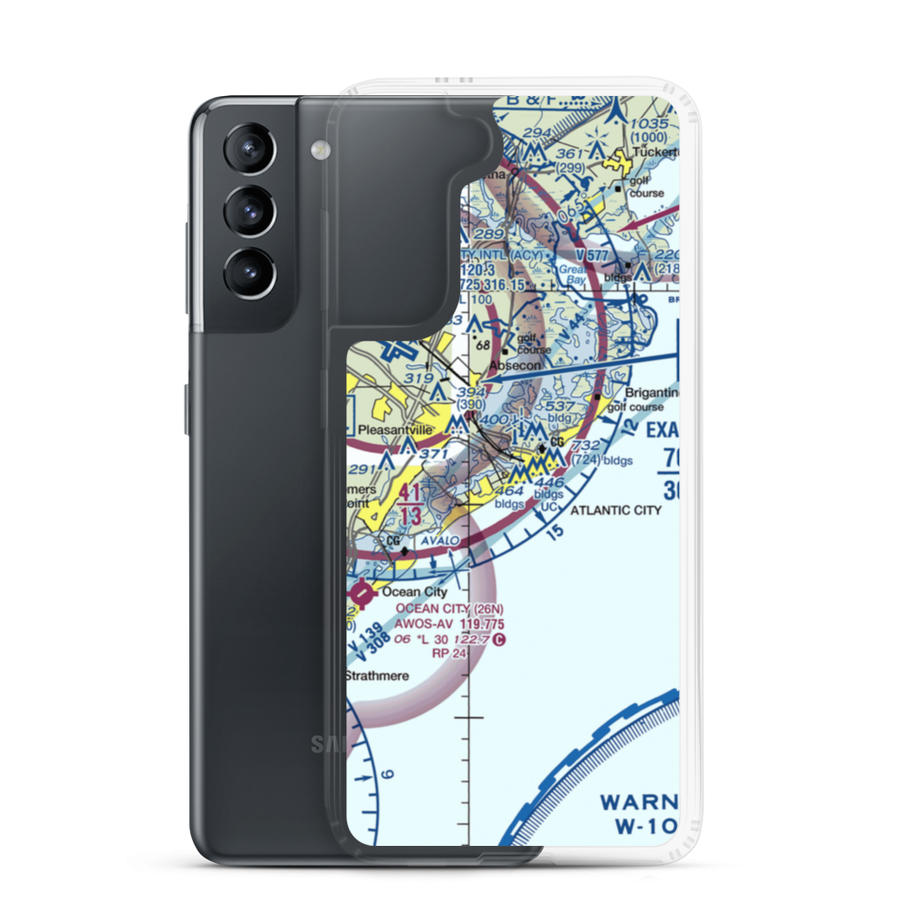Atlantic City Municipal Bader Field (AIY) VFR Sectional Samsung Case Samsung Galaxy S21 model shown