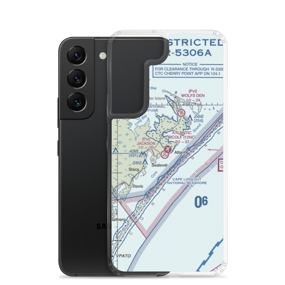 Atlantic Field Mcolf Airport (12NC) VFR Sectional Samsung Case Samsung Galaxy S22 model shown