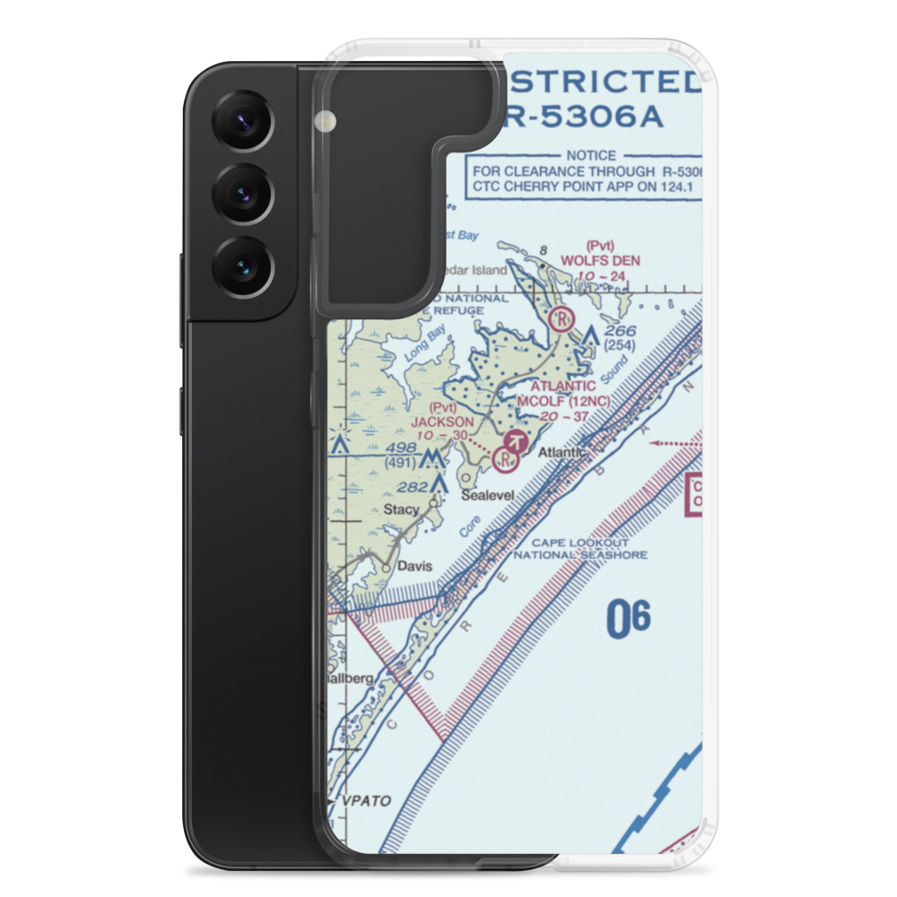 Atlantic Field Mcolf Airport (12NC) VFR Sectional Samsung Case Samsung Galaxy S22 Plus model shown