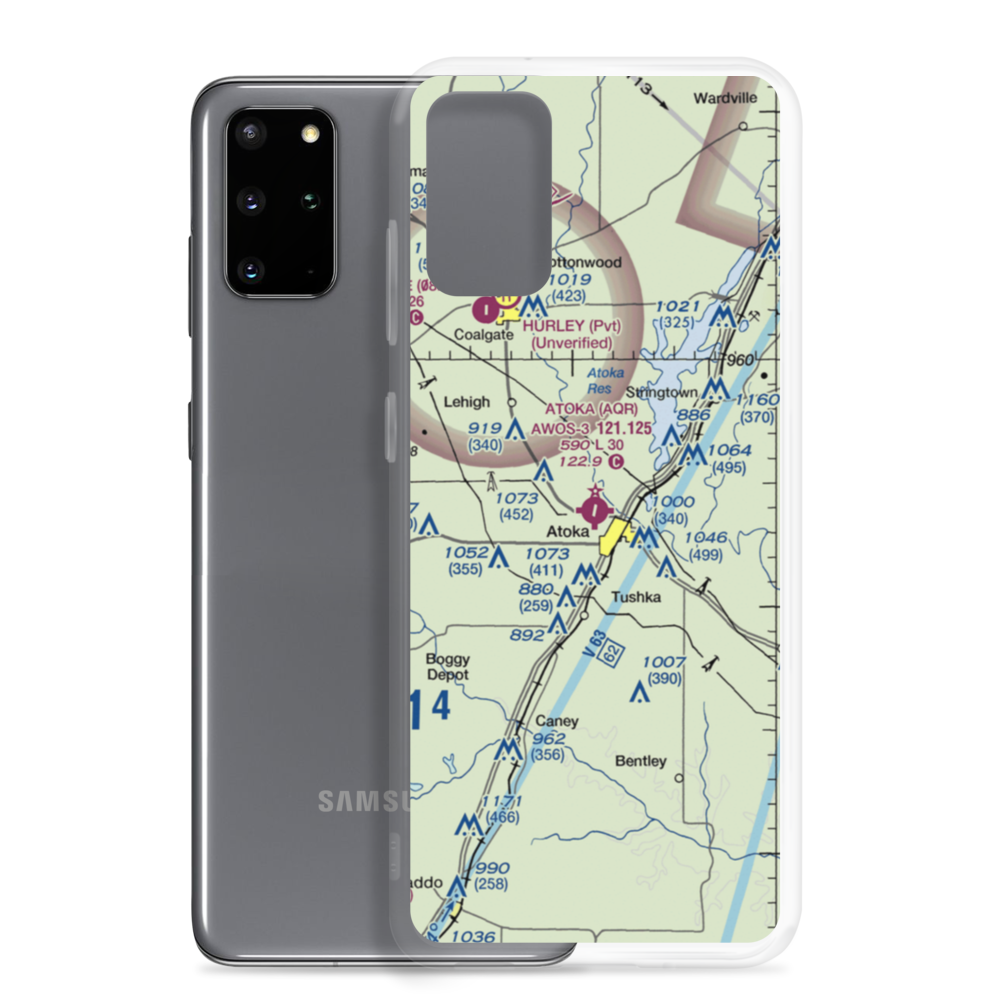 Atoka Municipal Airport (AQR) VFR Sectional Samsung Case Samsung Galaxy S20 Plus model shown