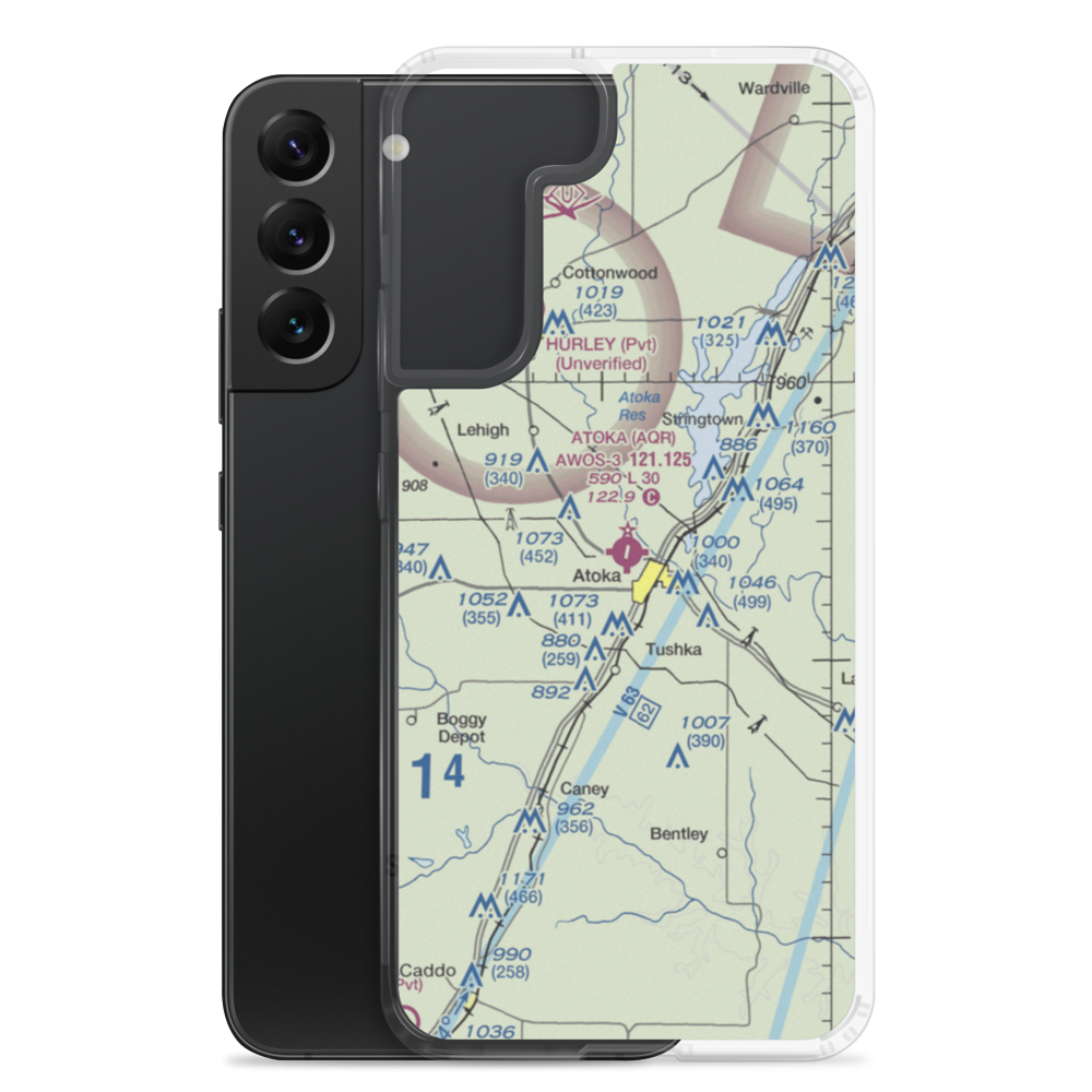 Atoka Municipal Airport (AQR) VFR Sectional Samsung Case Samsung Galaxy S22 Plus model shown
