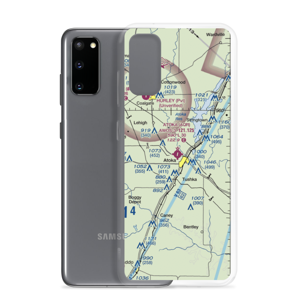 Atoka Municipal Airport (AQR) VFR Sectional Samsung Case Samsung Galaxy S20 model shown