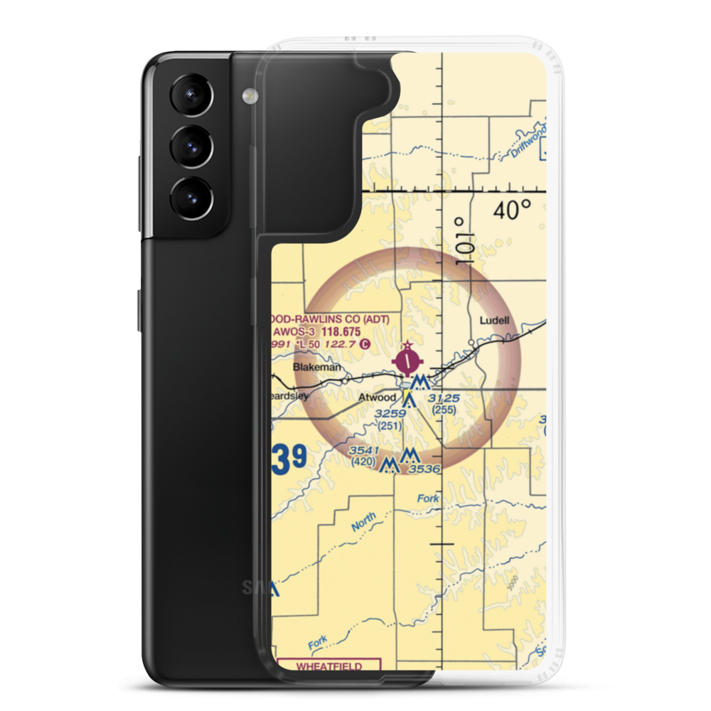 Atwood-Rawlins County City Airport (ADT) VFR Sectional Samsung Case Samsung Galaxy S21 Plus model shown