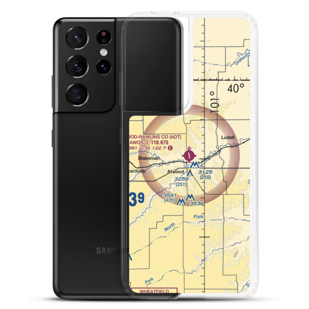 Atwood-Rawlins County City Airport (ADT) VFR Sectional Samsung Case Samsung Galaxy S21 Ultra model shown