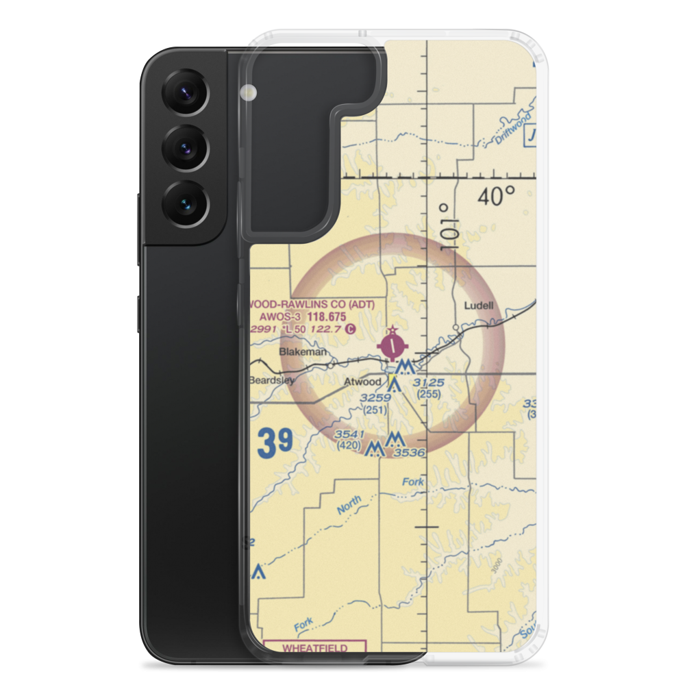 Atwood-Rawlins County City Airport (ADT) VFR Sectional Samsung Case Samsung Galaxy S22 Plus model shown