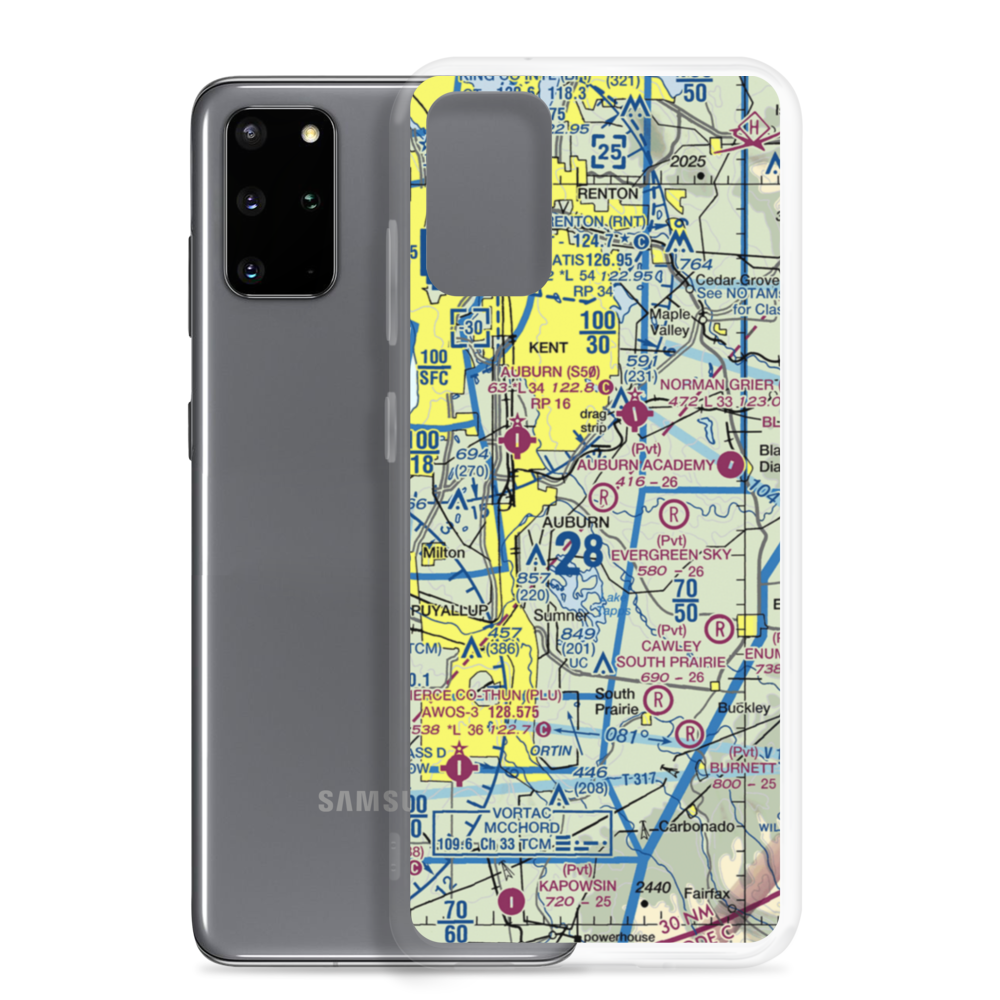 Auburn Academy Airport (WA84) VFR Sectional Samsung Case Samsung Galaxy S20 Plus model shown