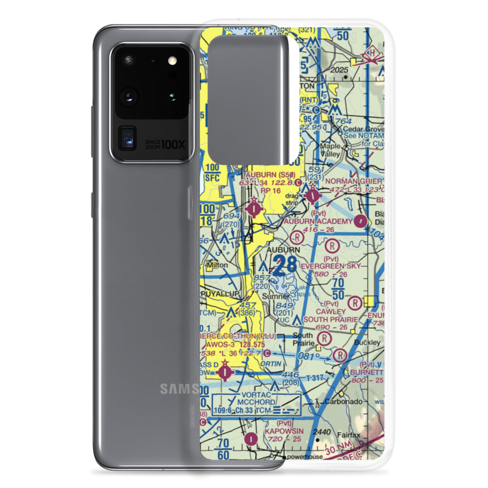 Auburn Academy Airport (WA84) VFR Sectional Samsung Case Samsung Galaxy S20 Ultra model shown
