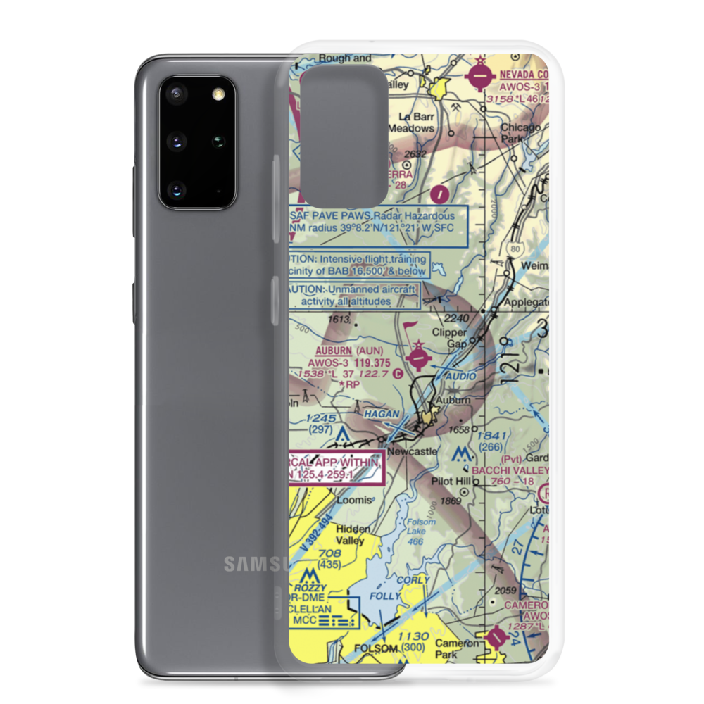 Auburn Municipal Airport (AUN) VFR Sectional Samsung Case Samsung Galaxy S20 Plus model shown