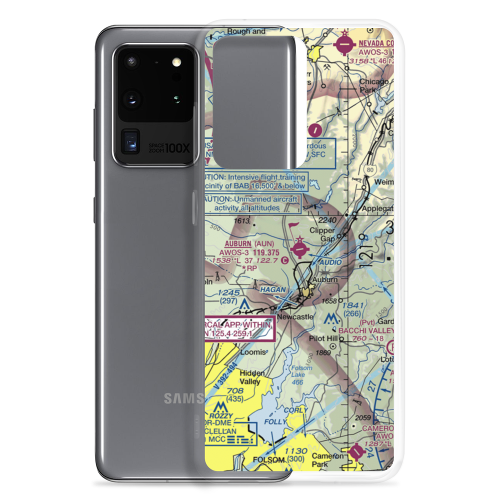 Auburn Municipal Airport (AUN) VFR Sectional Samsung Case Samsung Galaxy S20 Ultra model shown