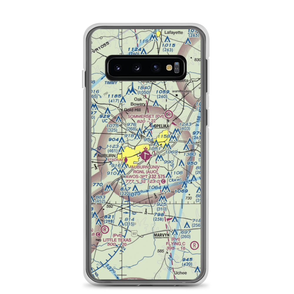 Auburn University Regional Airport (AUO) VFR Sectional Samsung Case Samsung Galaxy S10 model shown