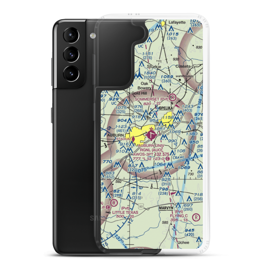 Auburn University Regional Airport (AUO) VFR Sectional Samsung Case Samsung Galaxy S21 Plus model shown