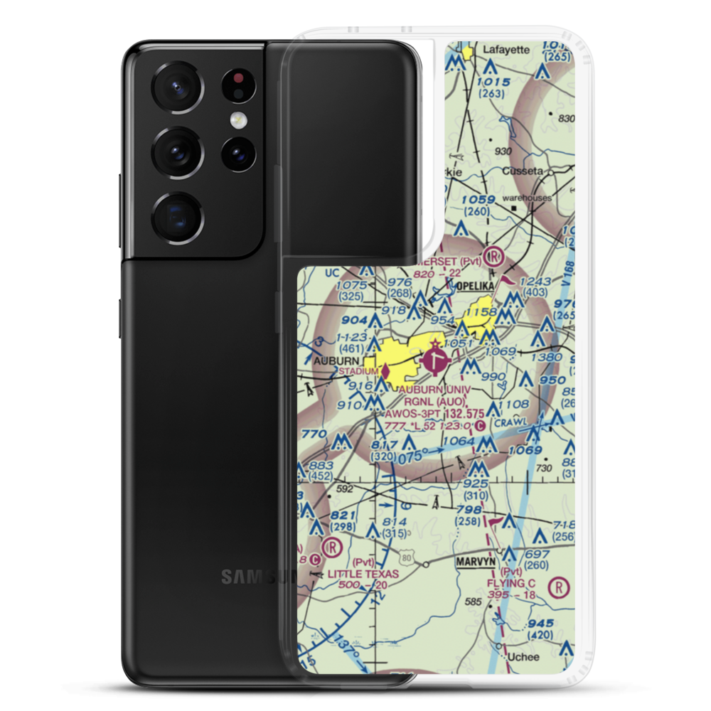 Auburn University Regional Airport (AUO) VFR Sectional Samsung Case Samsung Galaxy S21 Ultra model shown