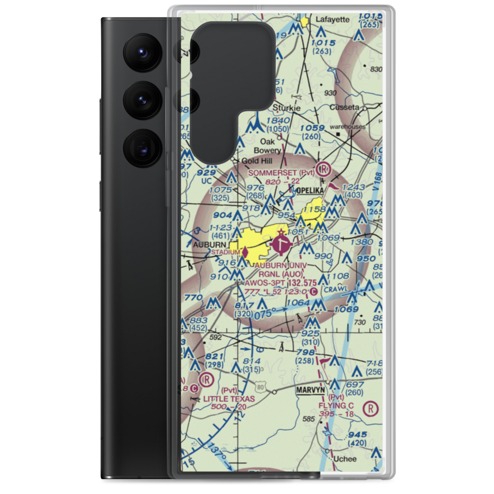 Auburn University Regional Airport (AUO) VFR Sectional Samsung Case Samsung Galaxy S22 Ultra model shown