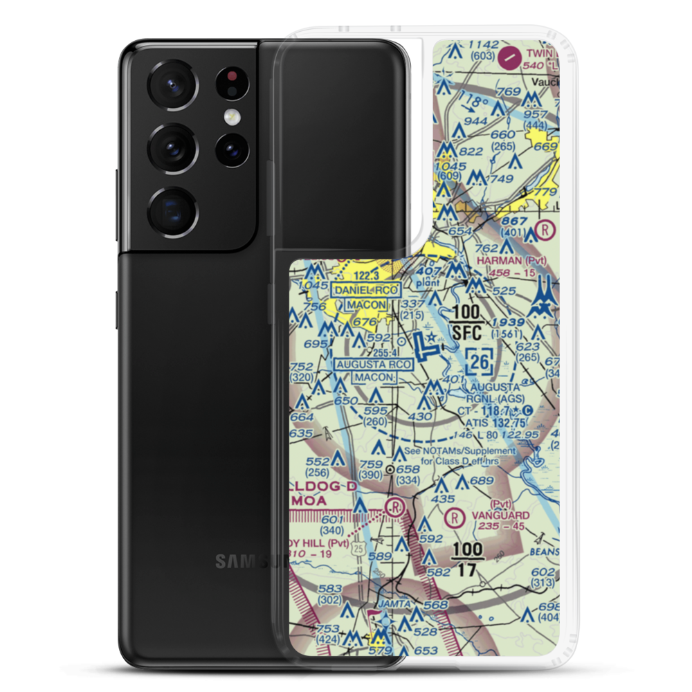 Augusta Regional At Bush Field (AGS) VFR Sectional Samsung Case Samsung Galaxy S21 Ultra model shown