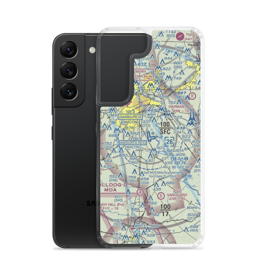 Augusta Regional At Bush Field (AGS) VFR Sectional Samsung Case Samsung Galaxy S22 model shown