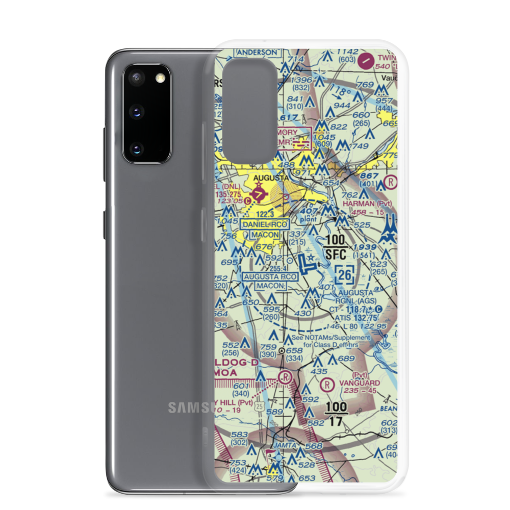 Augusta Regional At Bush Field (AGS) VFR Sectional Samsung Case Samsung Galaxy S20 model shown