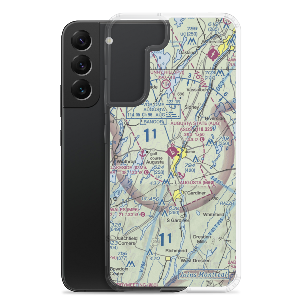 Augusta State Airport (AUG) VFR Sectional Samsung Case Samsung Galaxy S22 Plus model shown