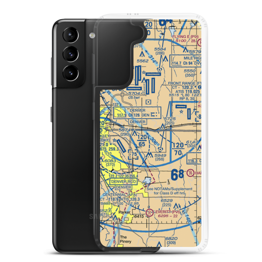 Aurora Airpark (01V) VFR Sectional Samsung Case Samsung Galaxy S21 Plus model shown