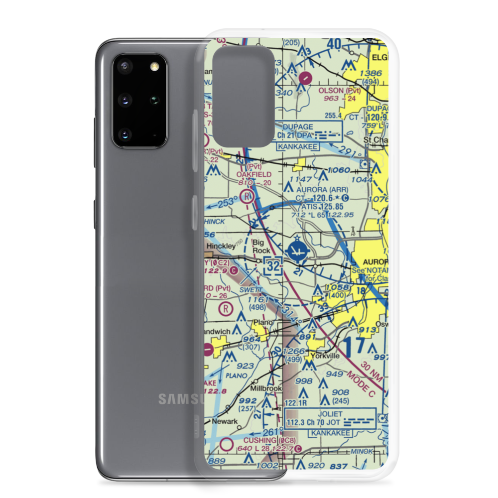 Aurora Municipal Airport (ARR) VFR Sectional Samsung Case Samsung Galaxy S20 Plus model shown