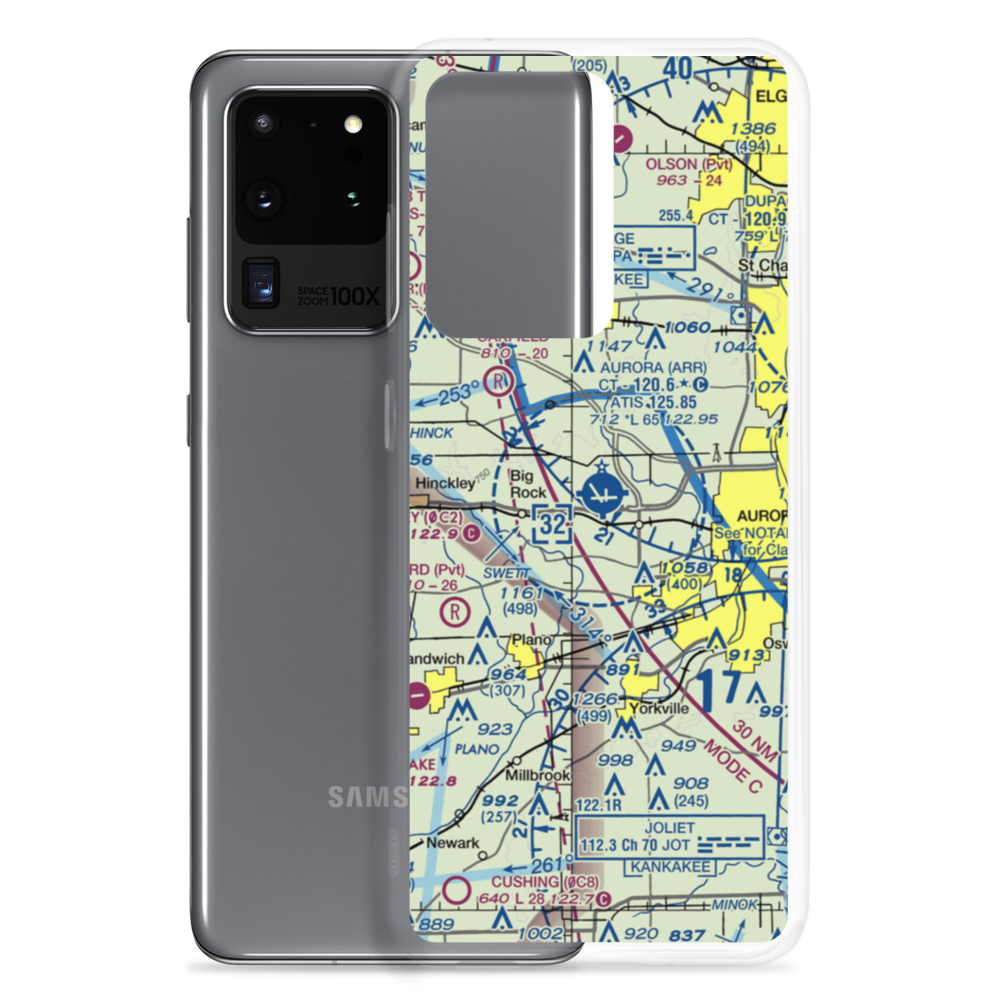 Aurora Municipal Airport (ARR) VFR Sectional Samsung Case Samsung Galaxy S20 Ultra model shown